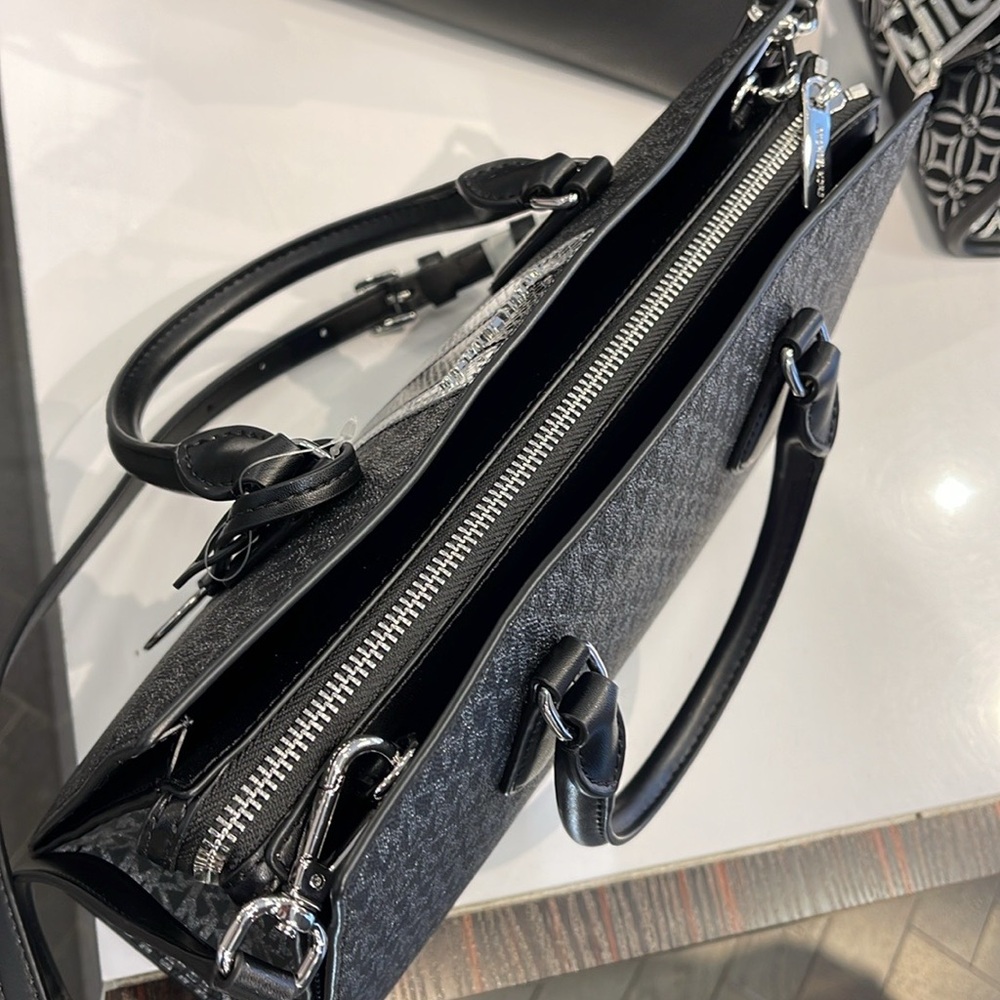 Michael Kors Sheila Medium Signature Logo and Metallic Satchel Crossbody CZ NWT - Picture 10 of 16
